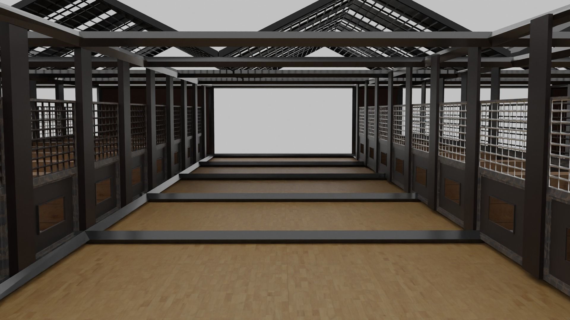 Horse Stable Low-poly 3D model_1