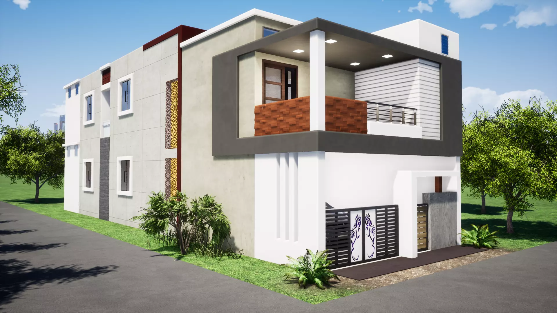 House  123 with aerial views 3D model_0