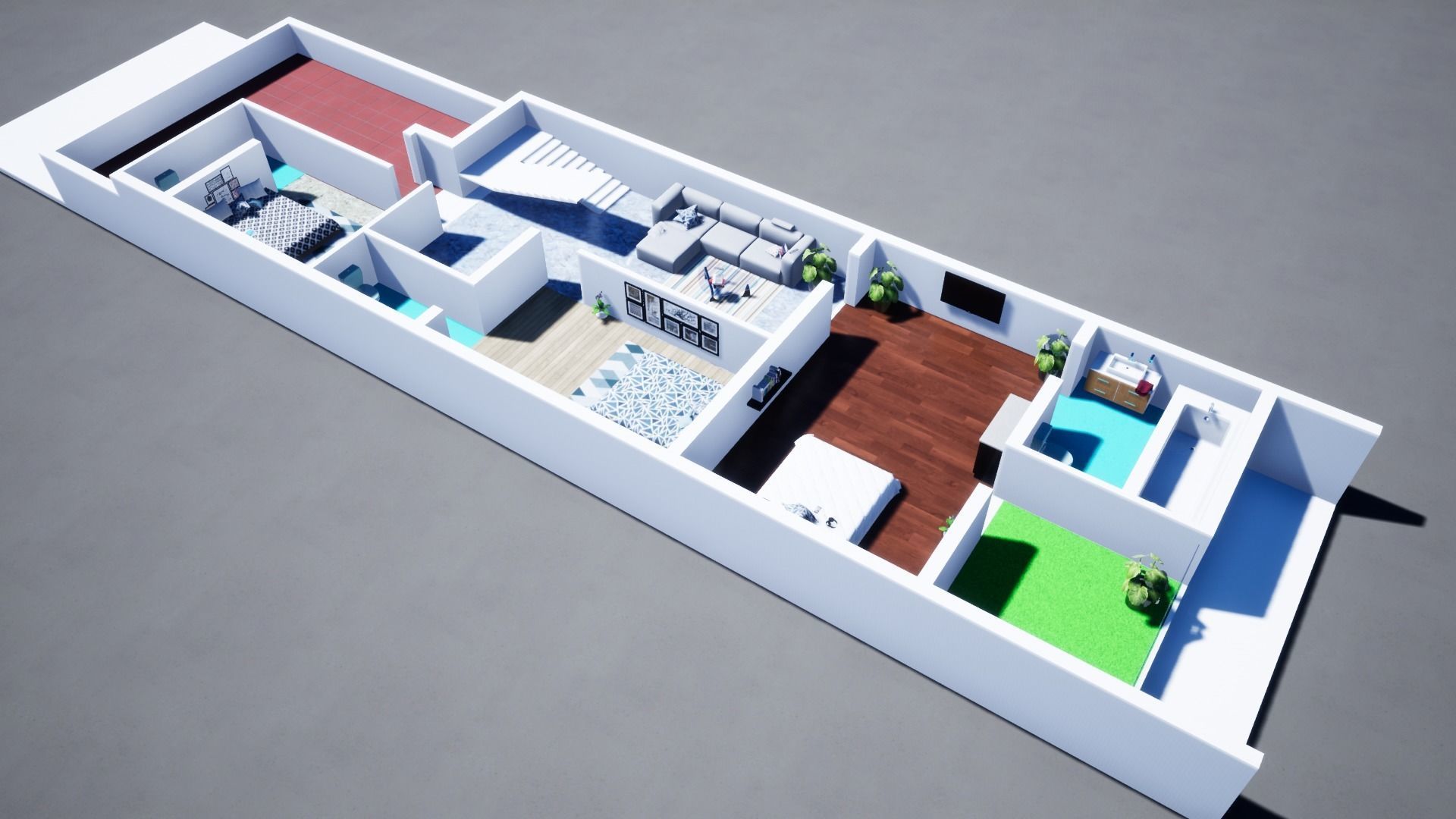 House 124 with aerial view 3D model_7