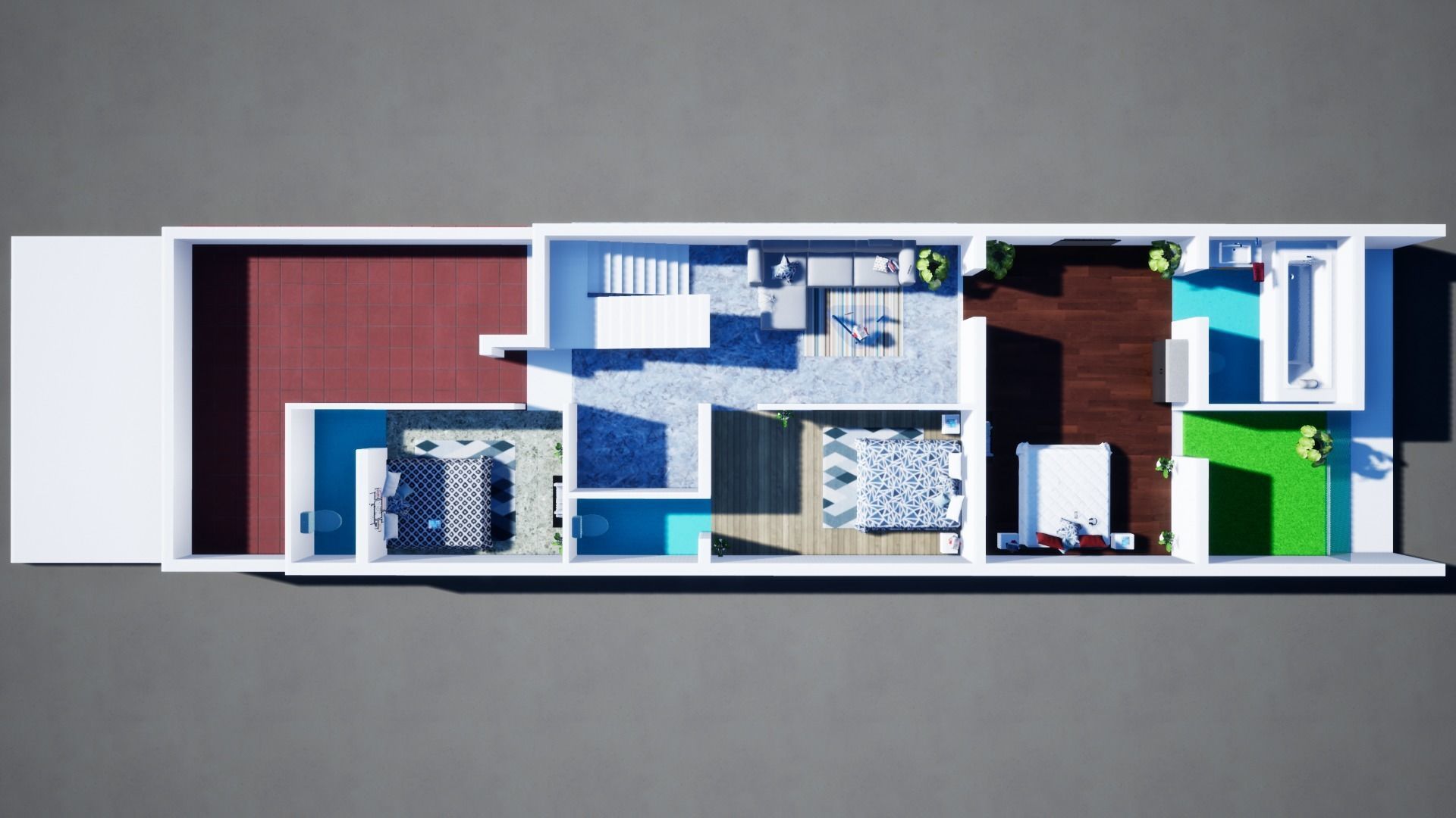 House 124 with aerial view 3D model_5