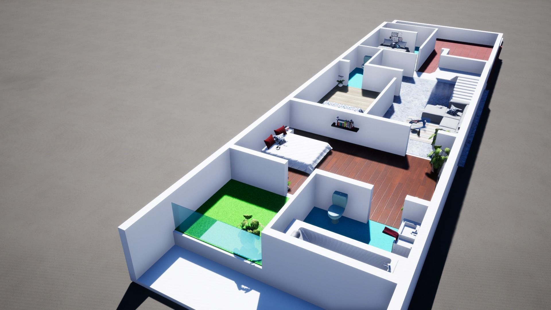 House 124 with aerial view 3D model_8