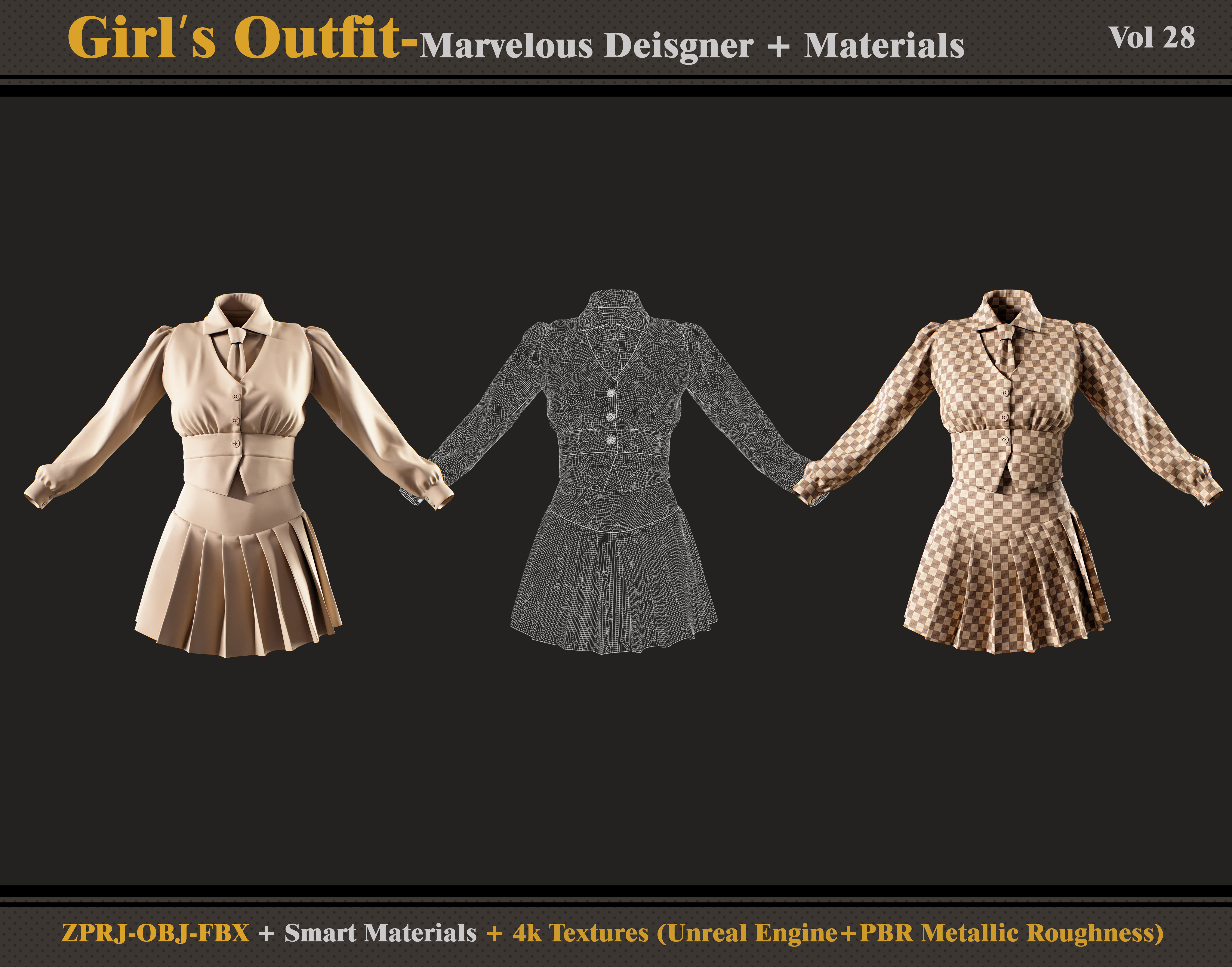 Girls Outfit- MD-Clo3d -Material - Textures - OBJ - FBX 3D model_3
