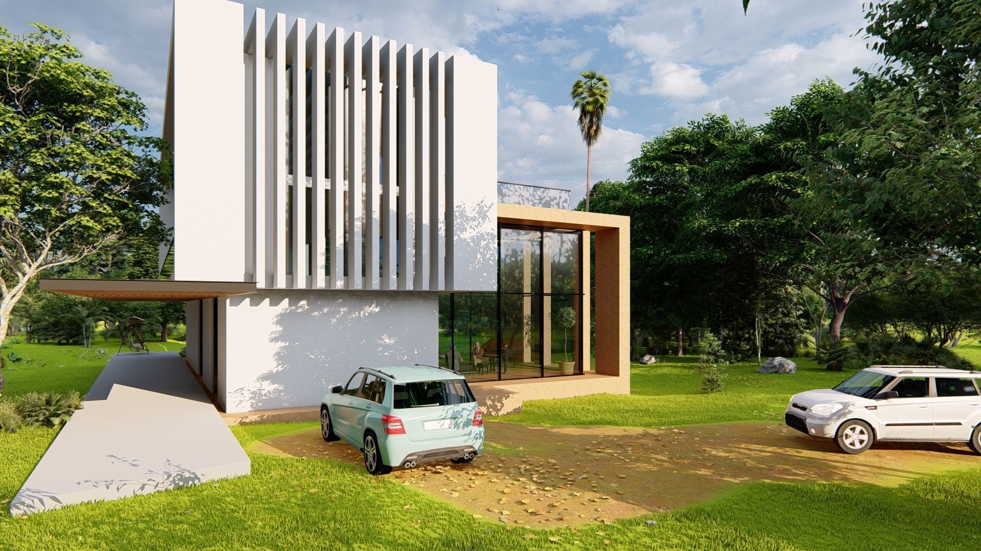 Jungel modern villa 3D model_3