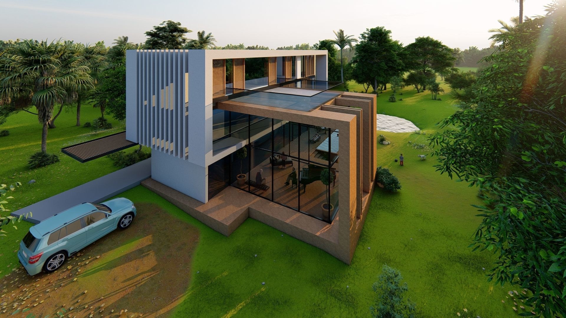 Jungel modern villa 3D model_4