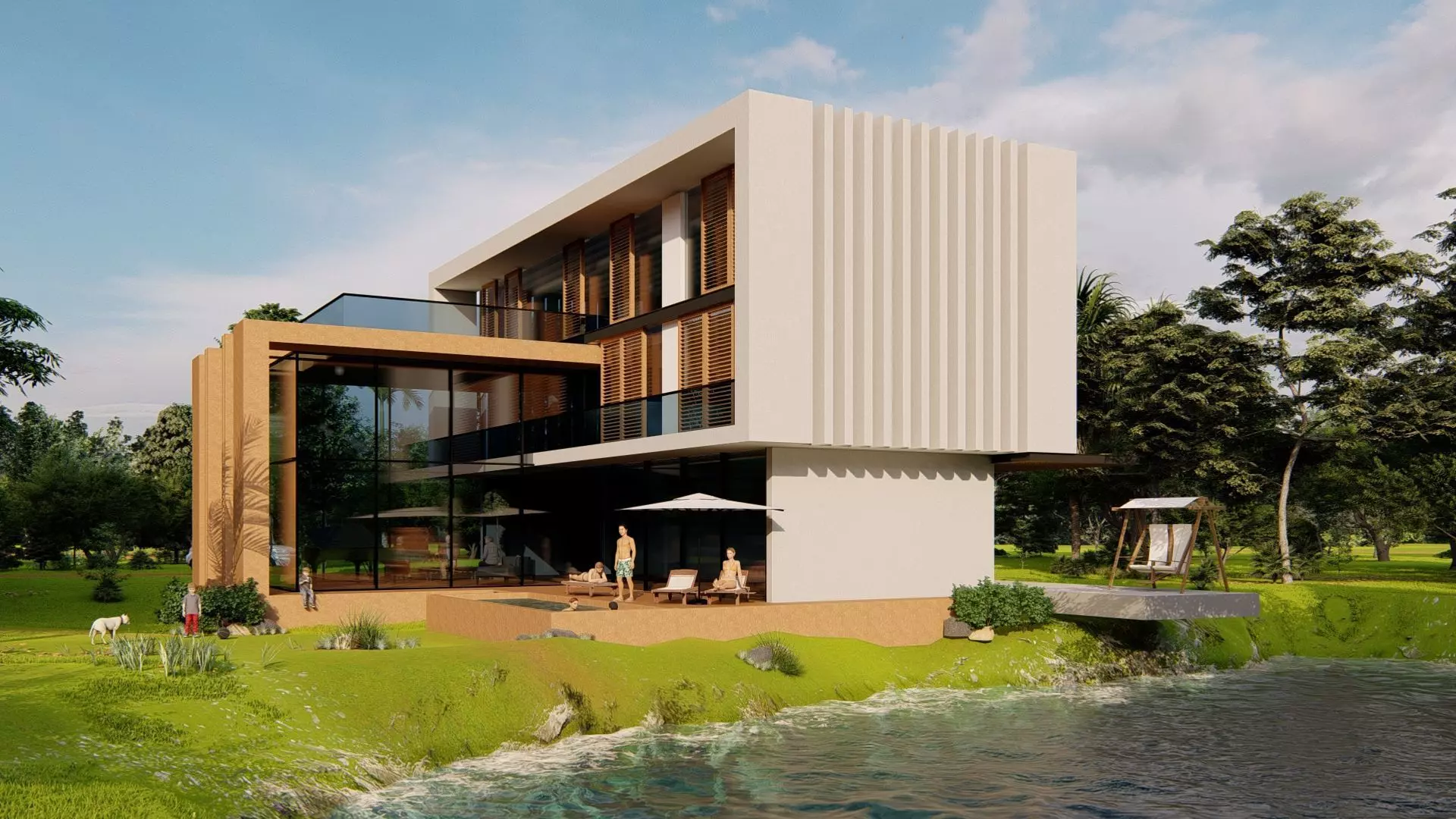 Jungel modern villa 3D model_0