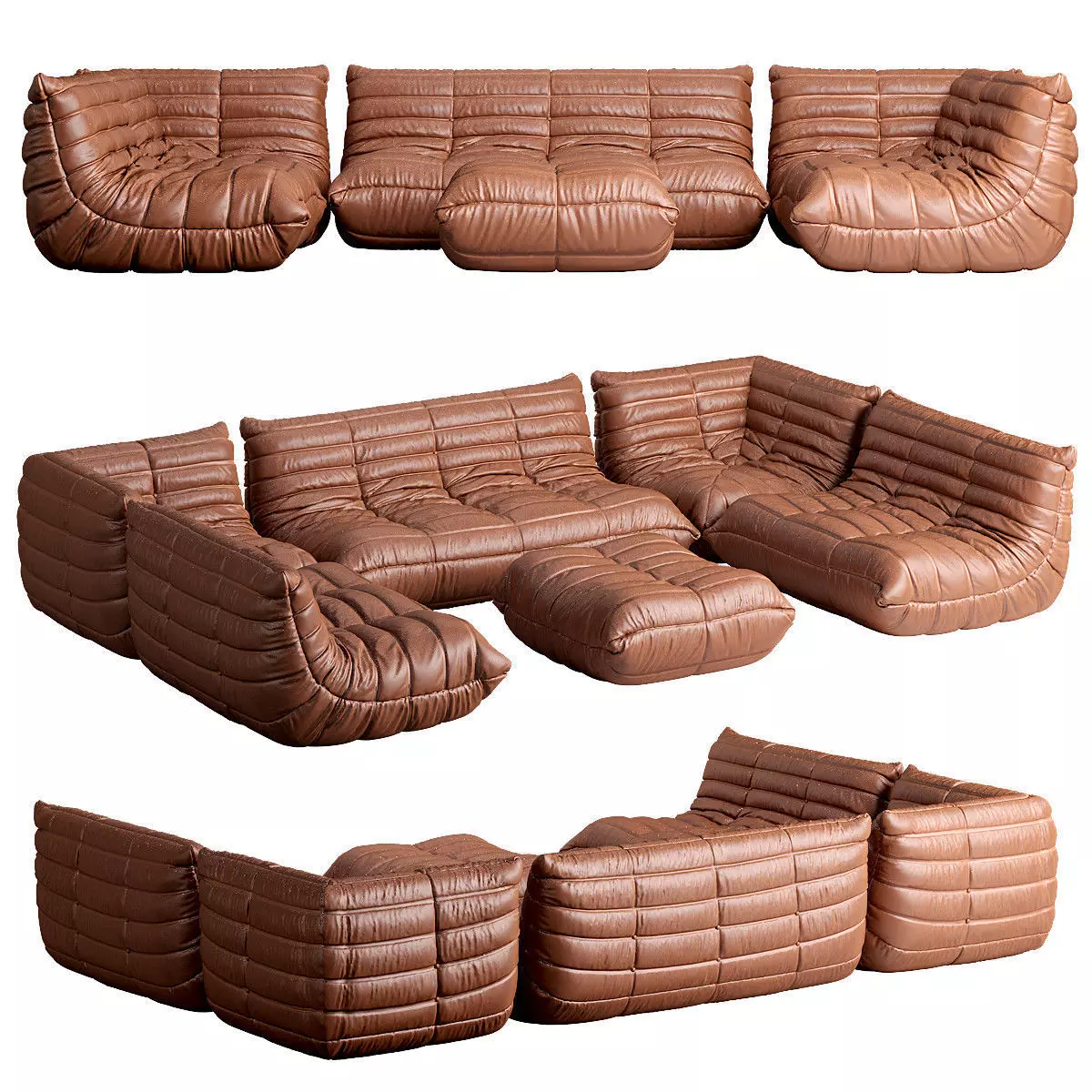 CERTIFIED Ligne Roset TOGO Large set in natural 3D model_0