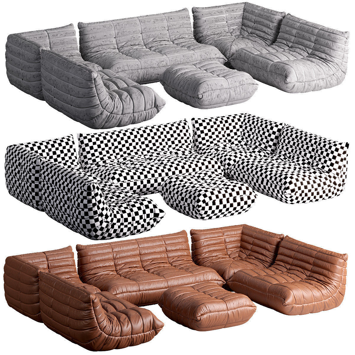 CERTIFIED Ligne Roset TOGO Large set in natural 3D model_1