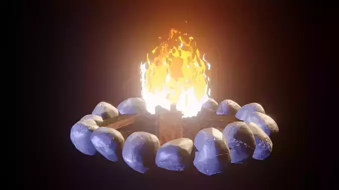 Stylized Campfire 3D Model Low-poly 3D model