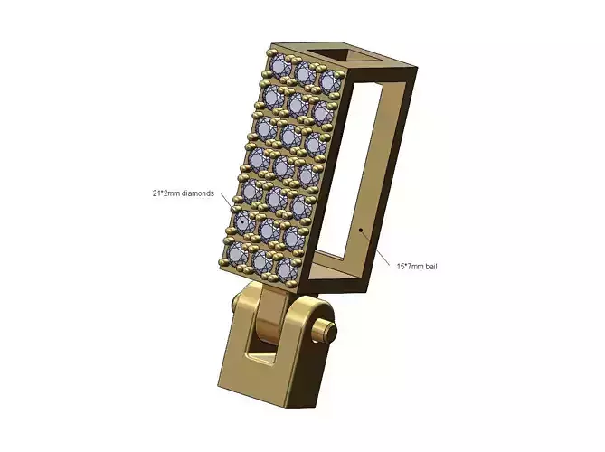 Iced rectangular bail link 15x7mm