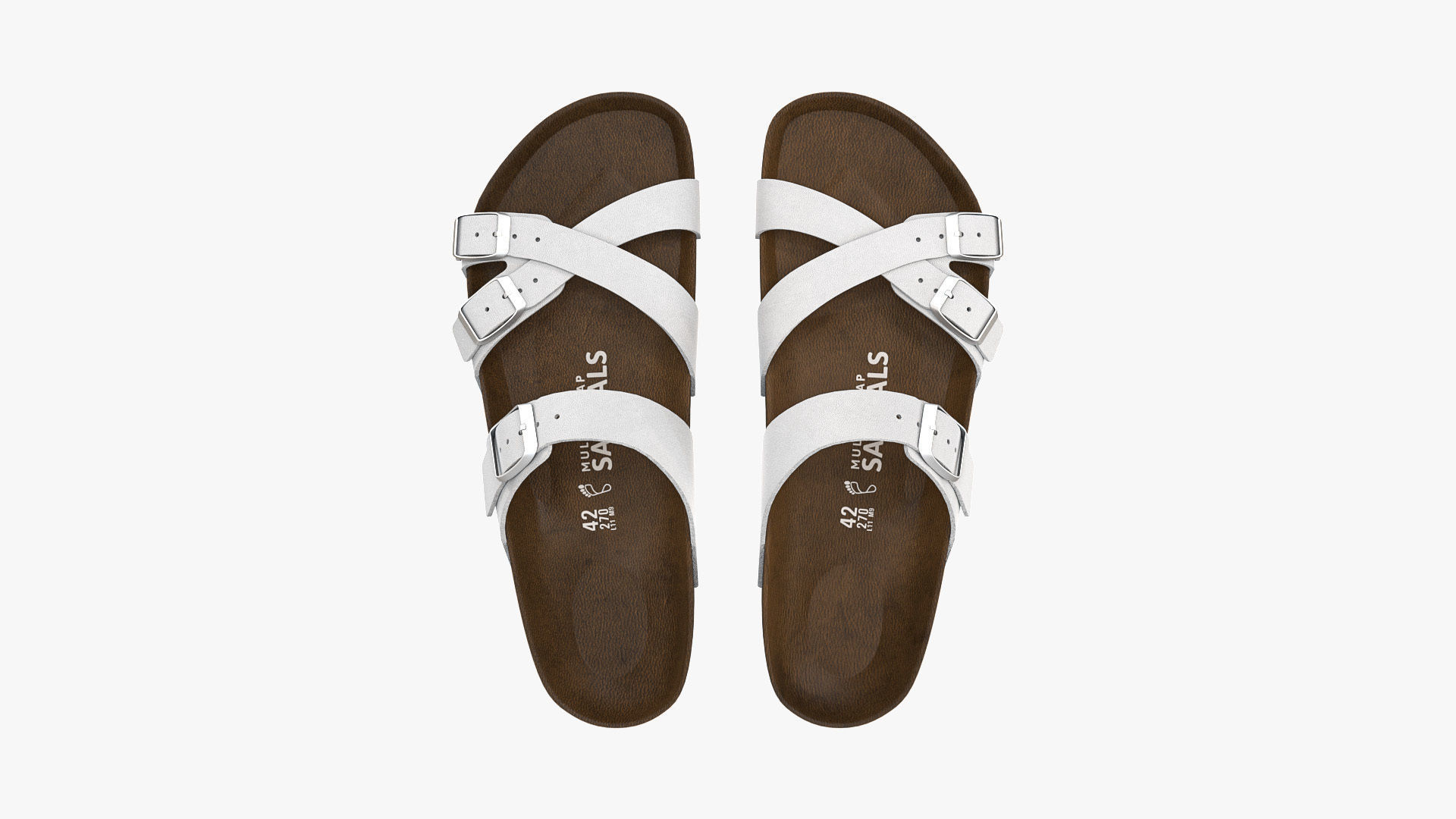 Multi-Strap Sandals White Leather 3D model_3