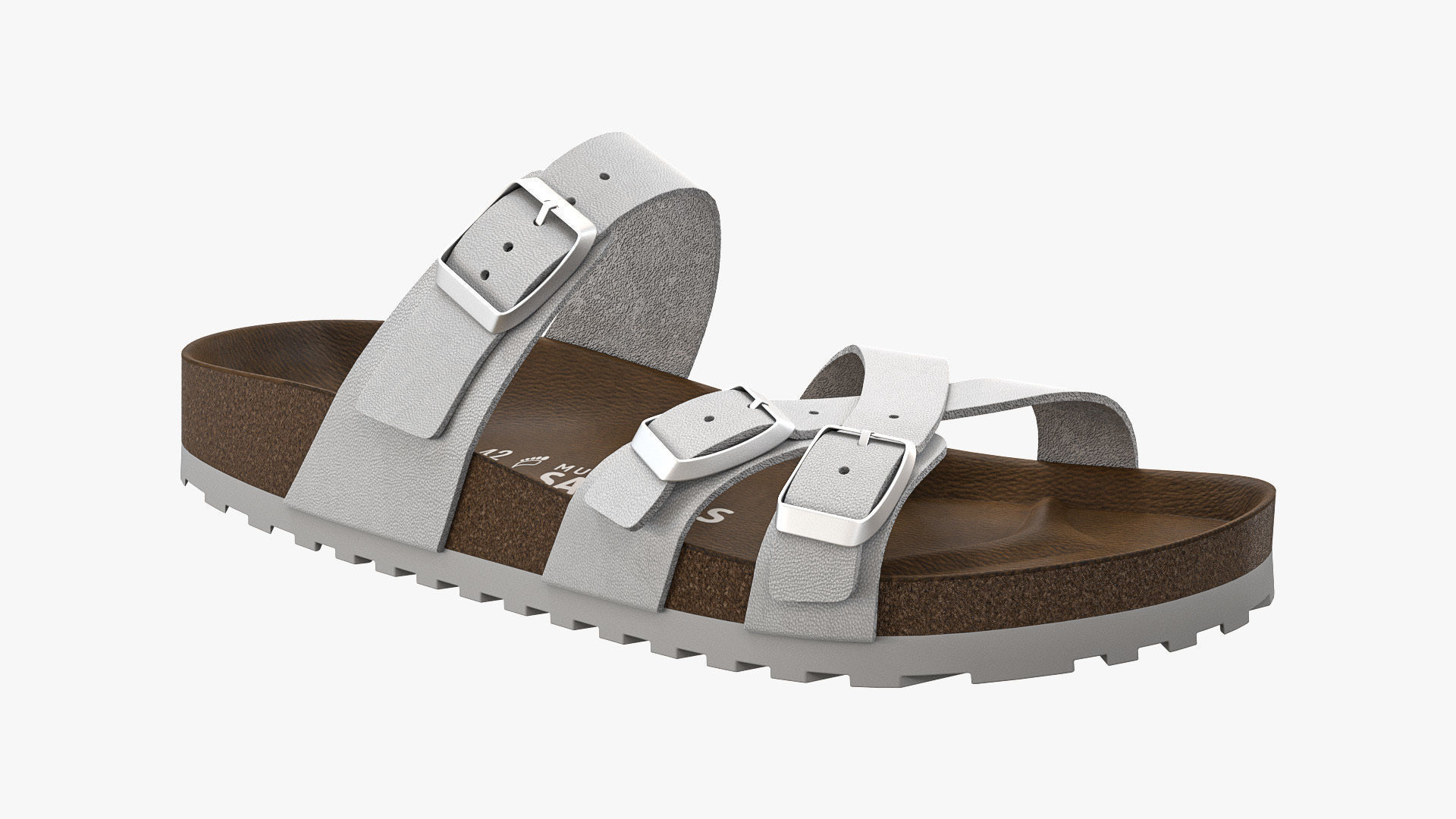 Multi-Strap Sandals White Leather 3D model_9