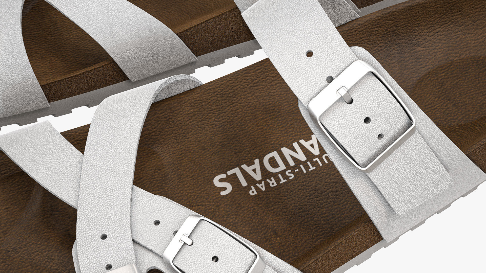 Multi-Strap Sandals White Leather 3D model_11