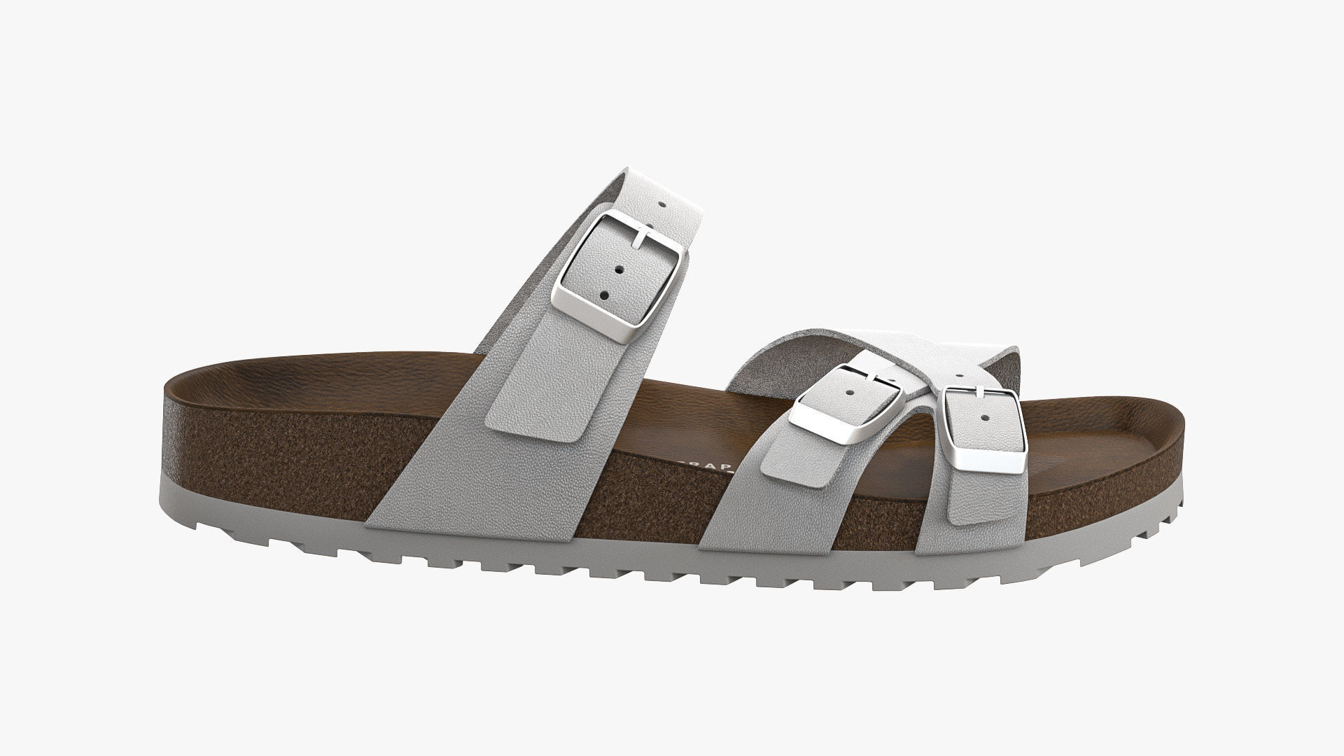 Multi-Strap Sandals White Leather 3D model_6