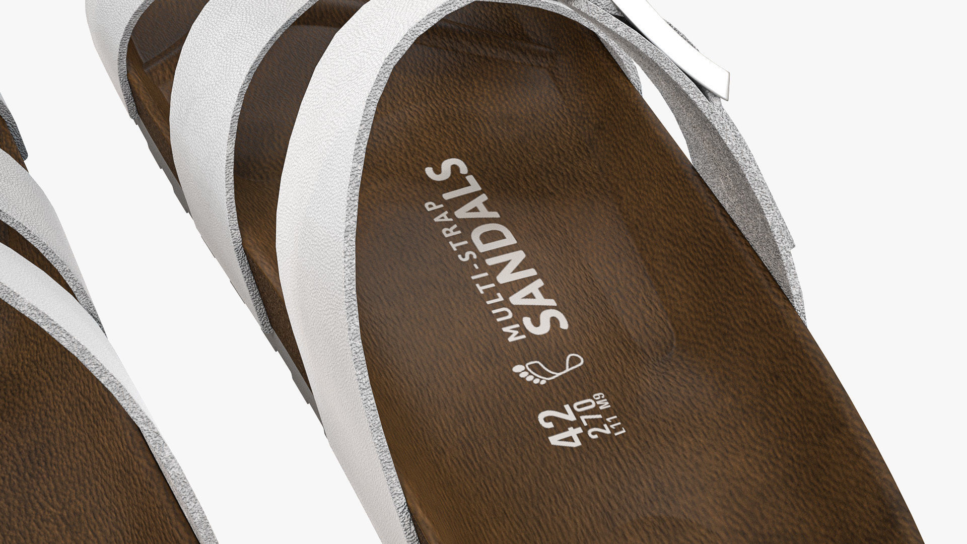 Multi-Strap Sandals White Leather 3D model_12