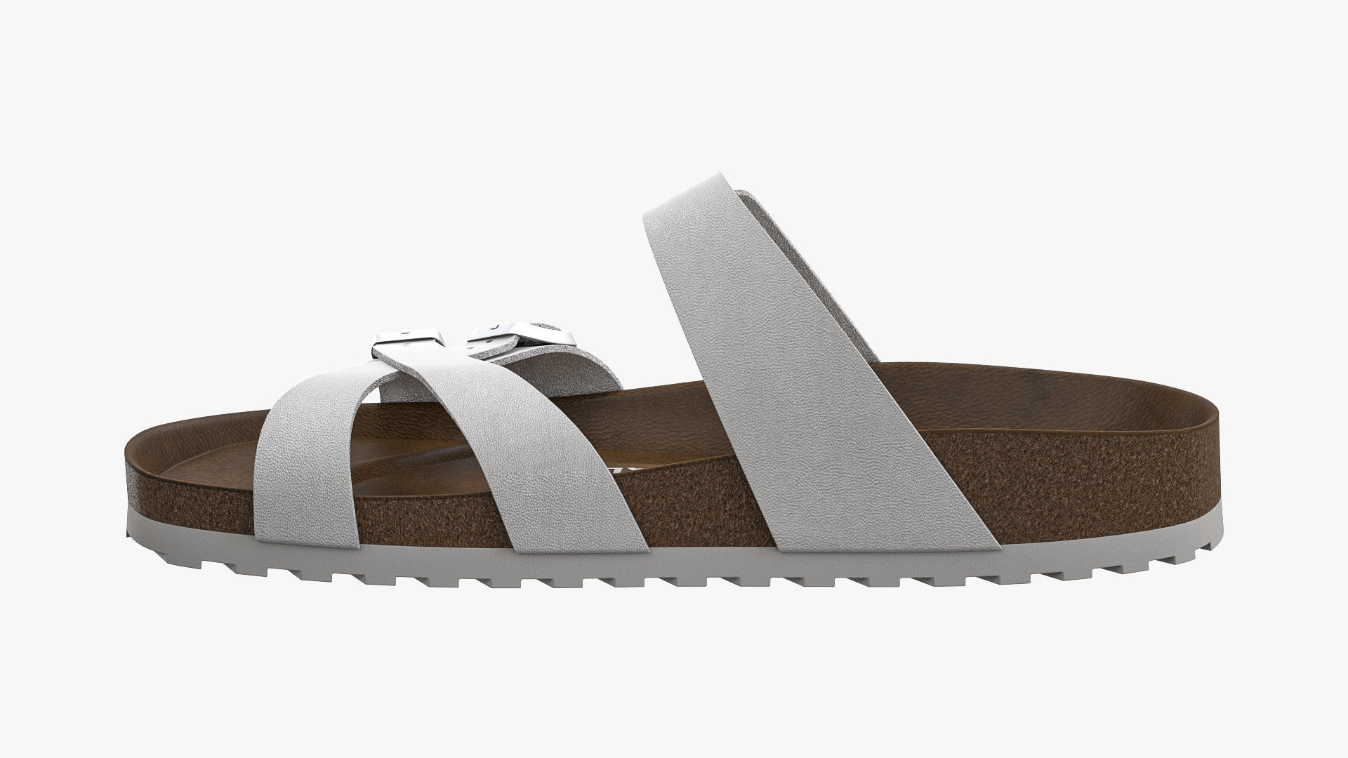 Multi-Strap Sandals White Leather 3D model_7