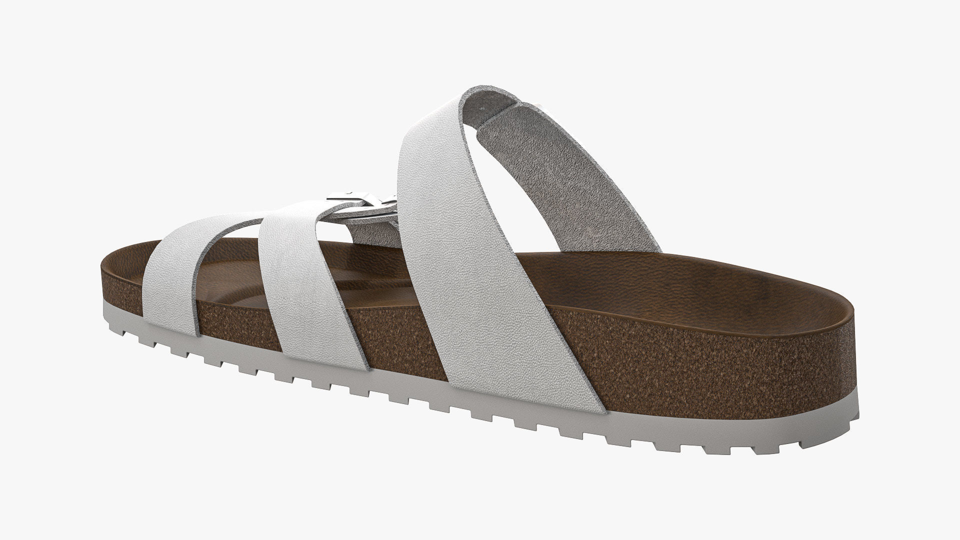 Multi-Strap Sandals White Leather 3D model_10