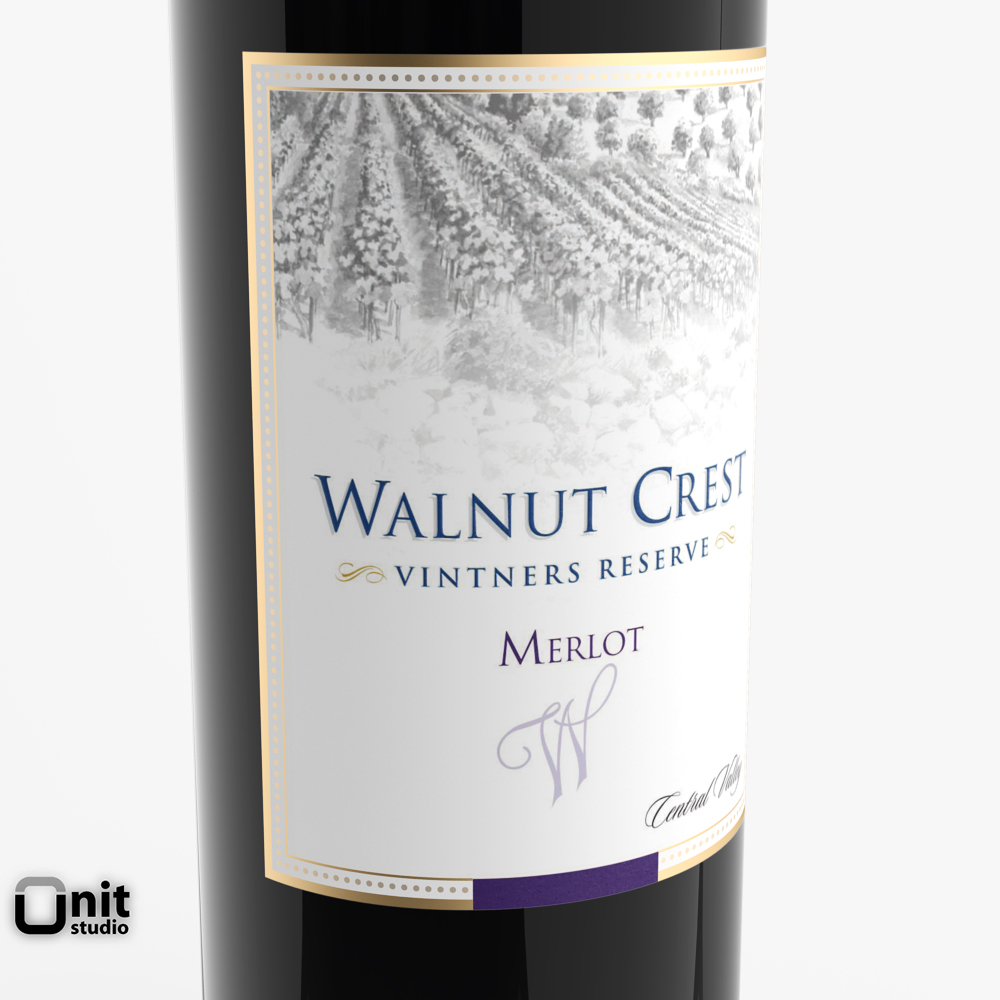 Merlot Red Wine Bottle 3D model_3