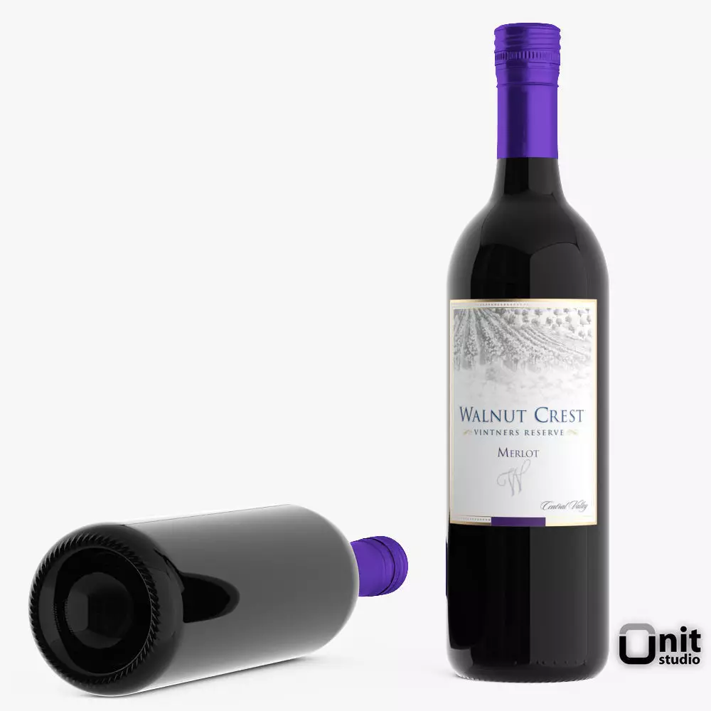 Merlot Red Wine Bottle 3D model_0