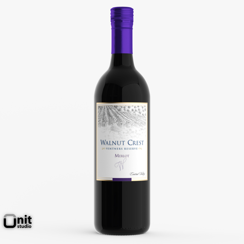 Merlot Red Wine Bottle 3D model_1