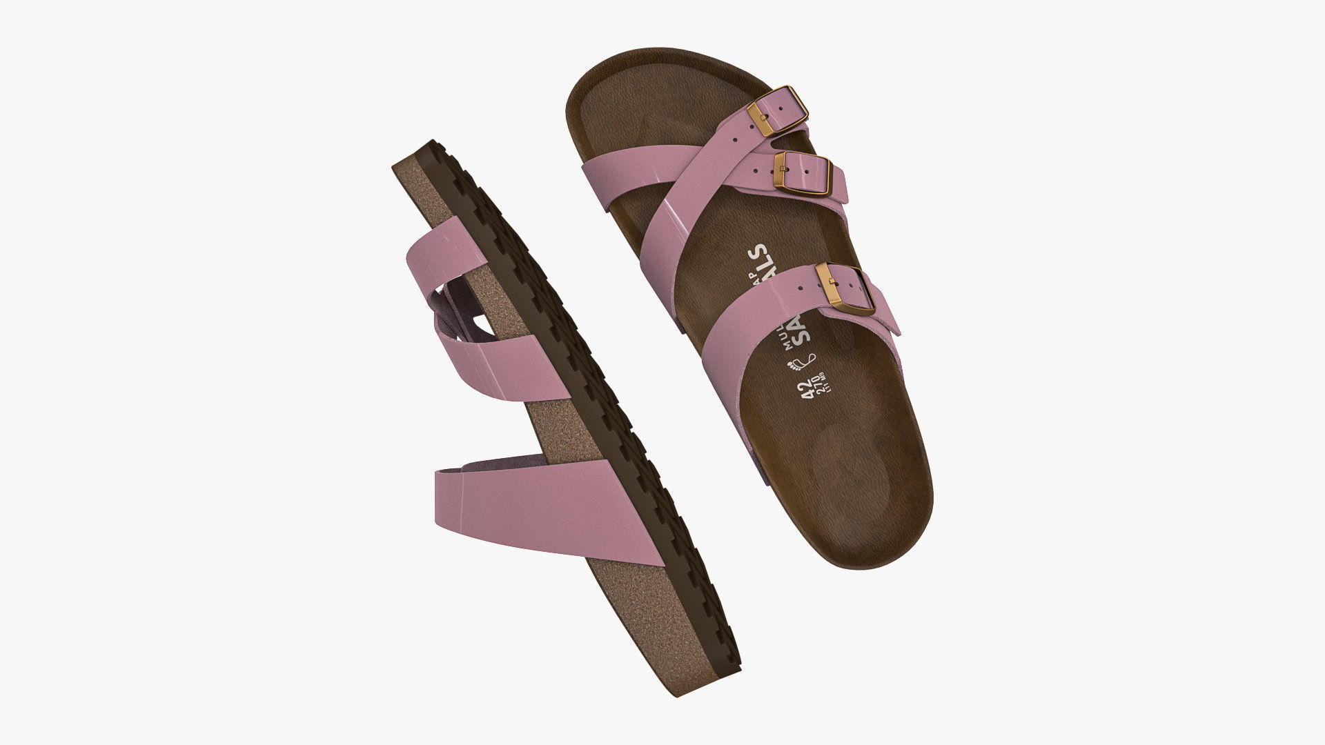 Multi-Strap Sandals Pink Patent 3D model_2