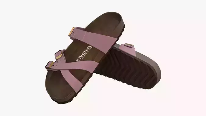 Multi-Strap Sandals Pink Patent 3D model