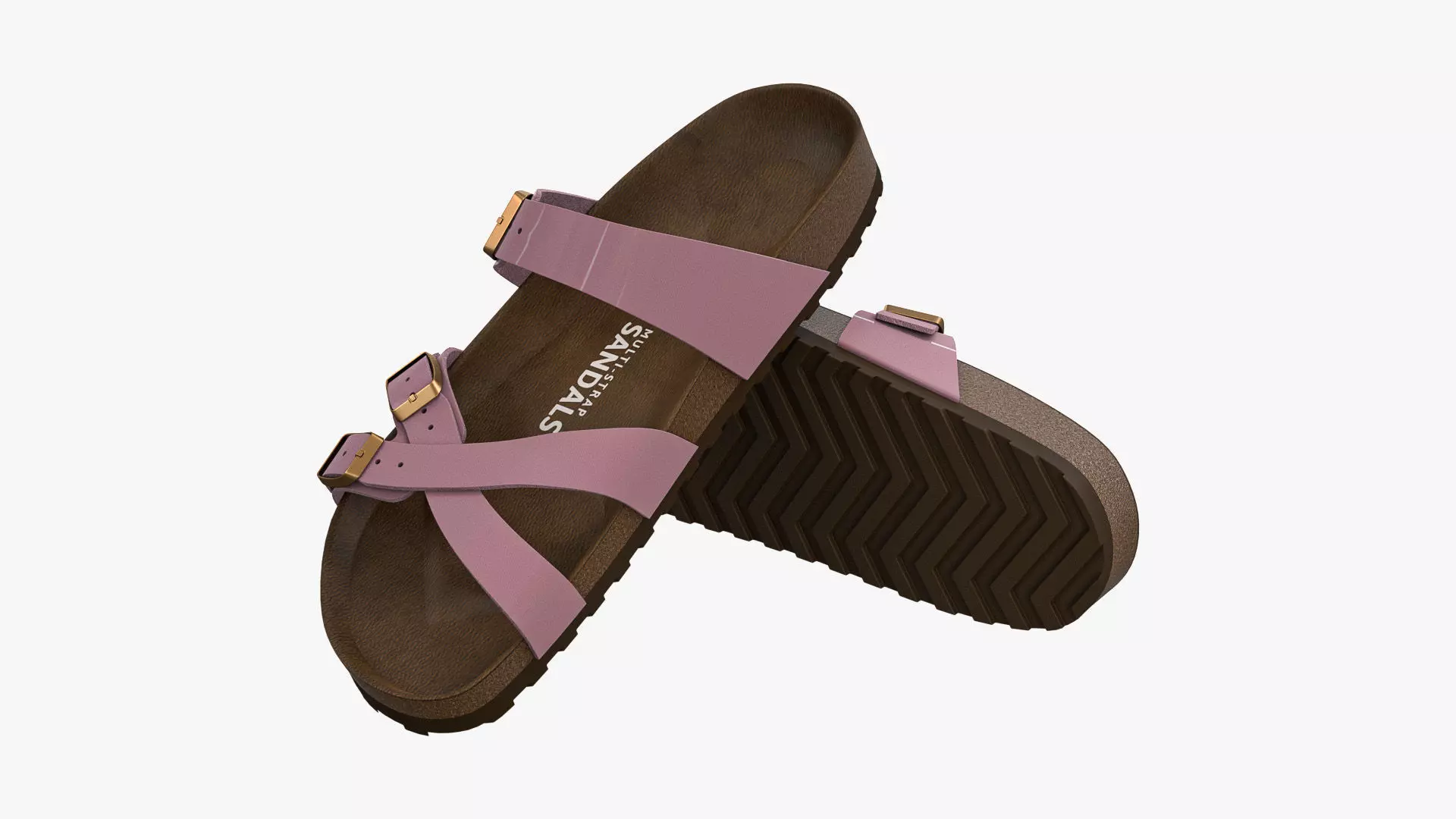Multi-Strap Sandals Pink Patent 3D model_0