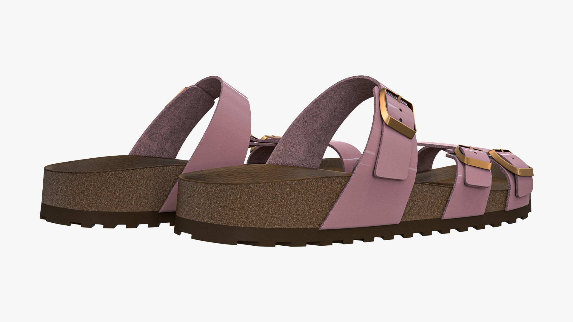 Multi-Strap Sandals Pink Patent 3D model_5