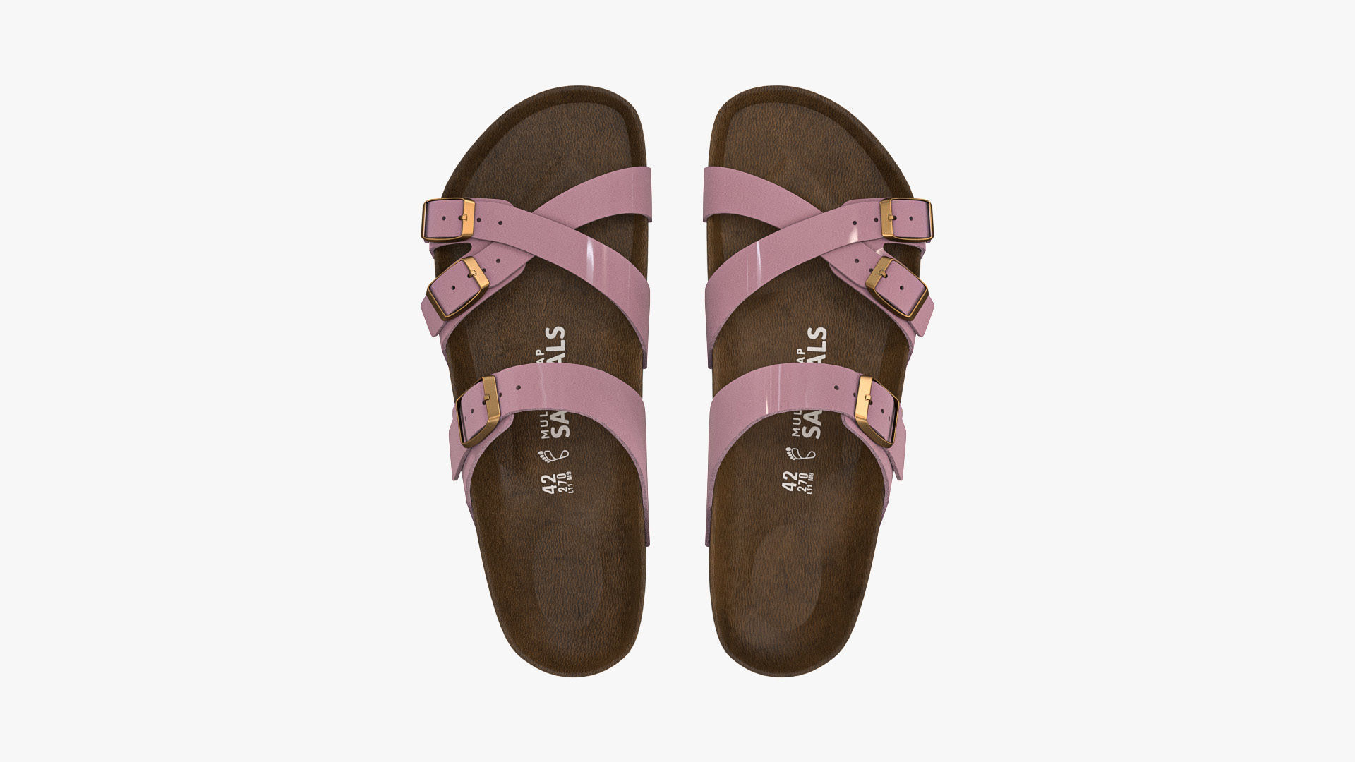 Multi-Strap Sandals Pink Patent 3D model_3