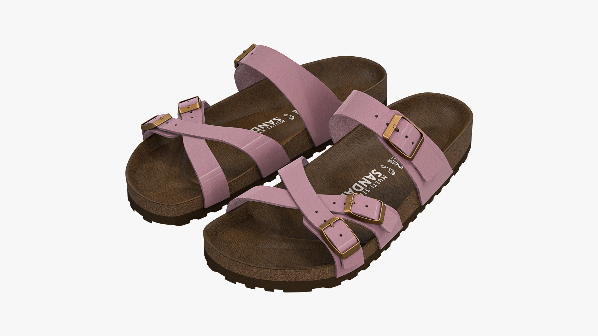 Multi-Strap Sandals Pink Patent 3D model_4