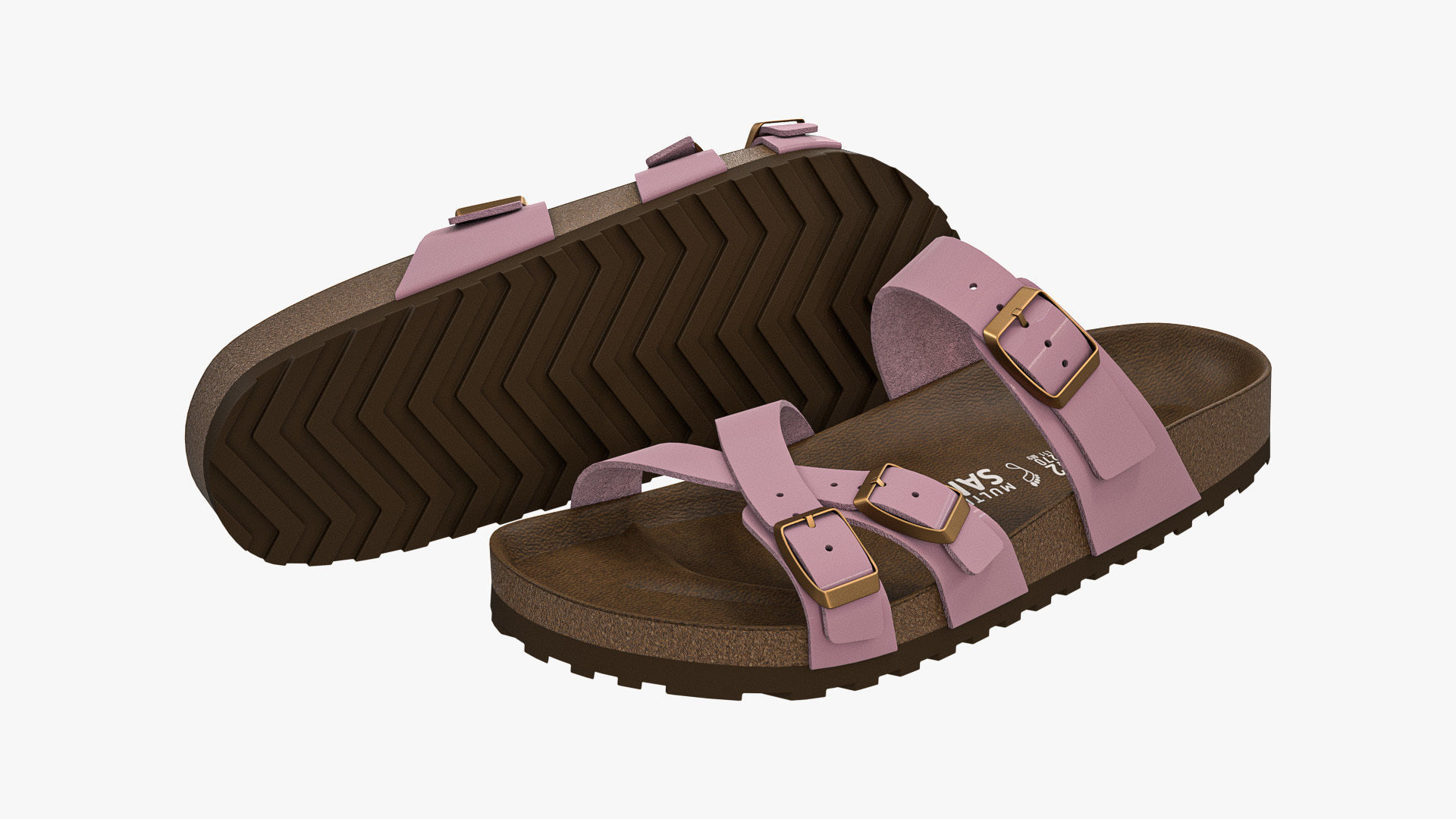 Multi-Strap Sandals Pink Patent 3D model_1