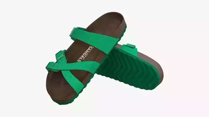 Multi-Strap Sandals Green Textile