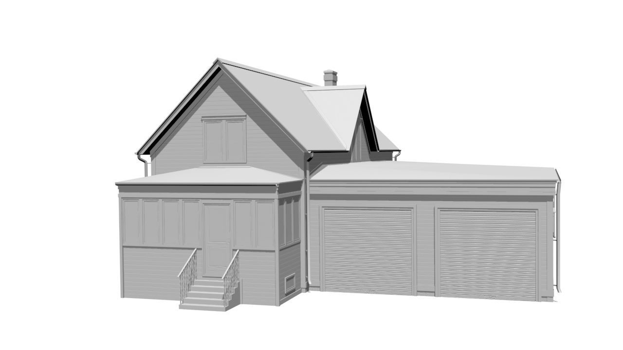 Wooden House Low-poly 3D model_12