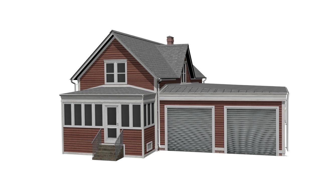 Wooden House Low-poly 3D model_10