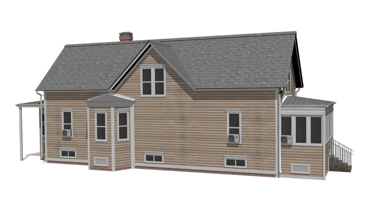 Wooden House Low-poly 3D model_5