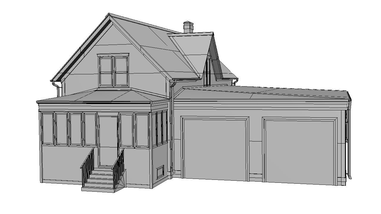 Wooden House Low-poly 3D model_13