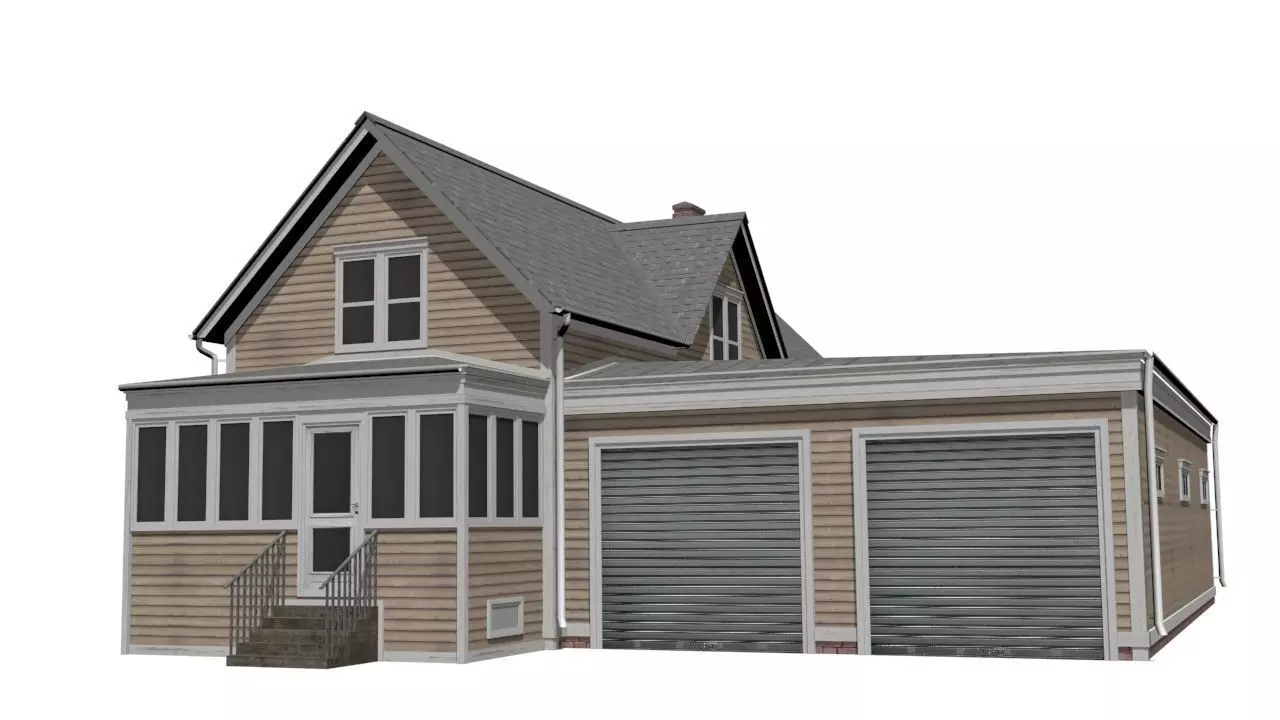 Wooden House Low-poly 3D model_0