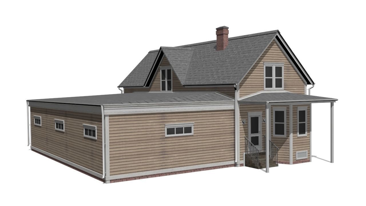 Wooden House Low-poly 3D model_3