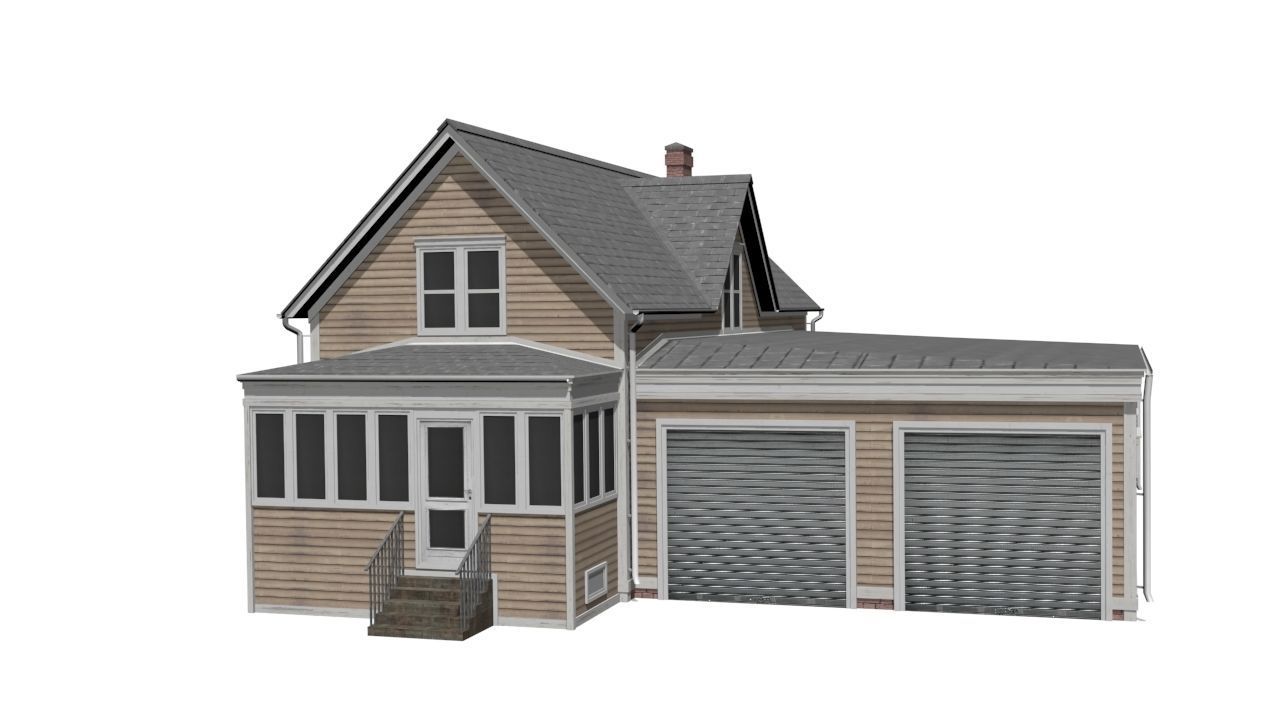 Wooden House Low-poly 3D model_7