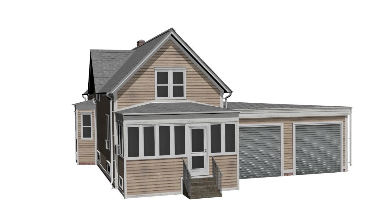 Wooden House Low-poly 3D model_6