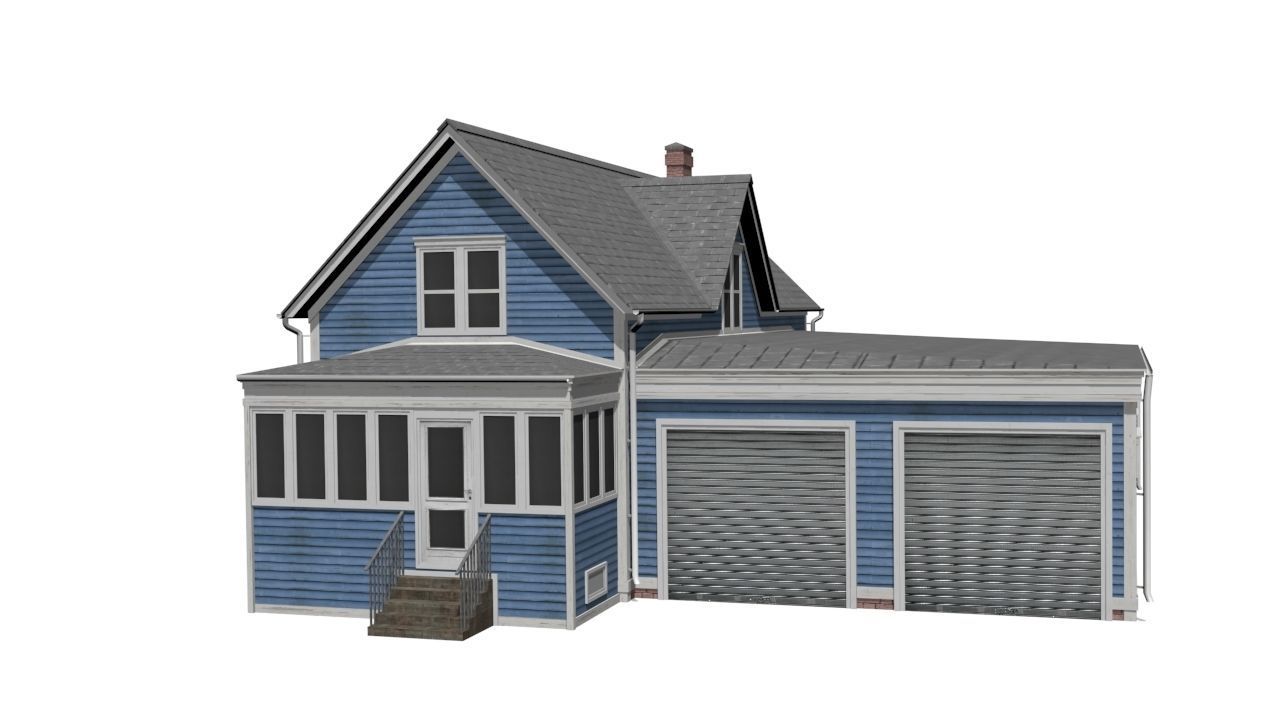 Wooden House Low-poly 3D model_8