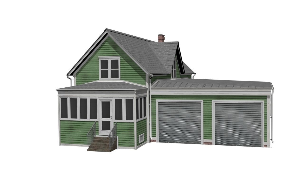 Wooden House Low-poly 3D model_9