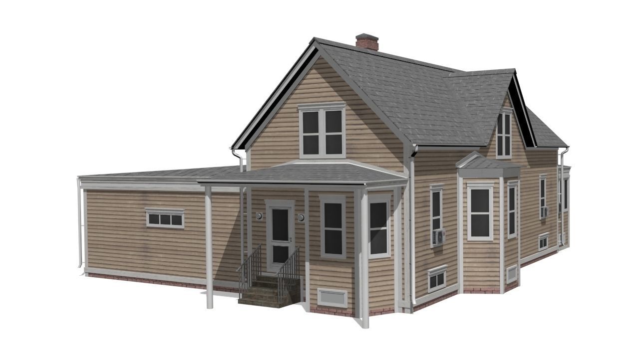Wooden House Low-poly 3D model_4