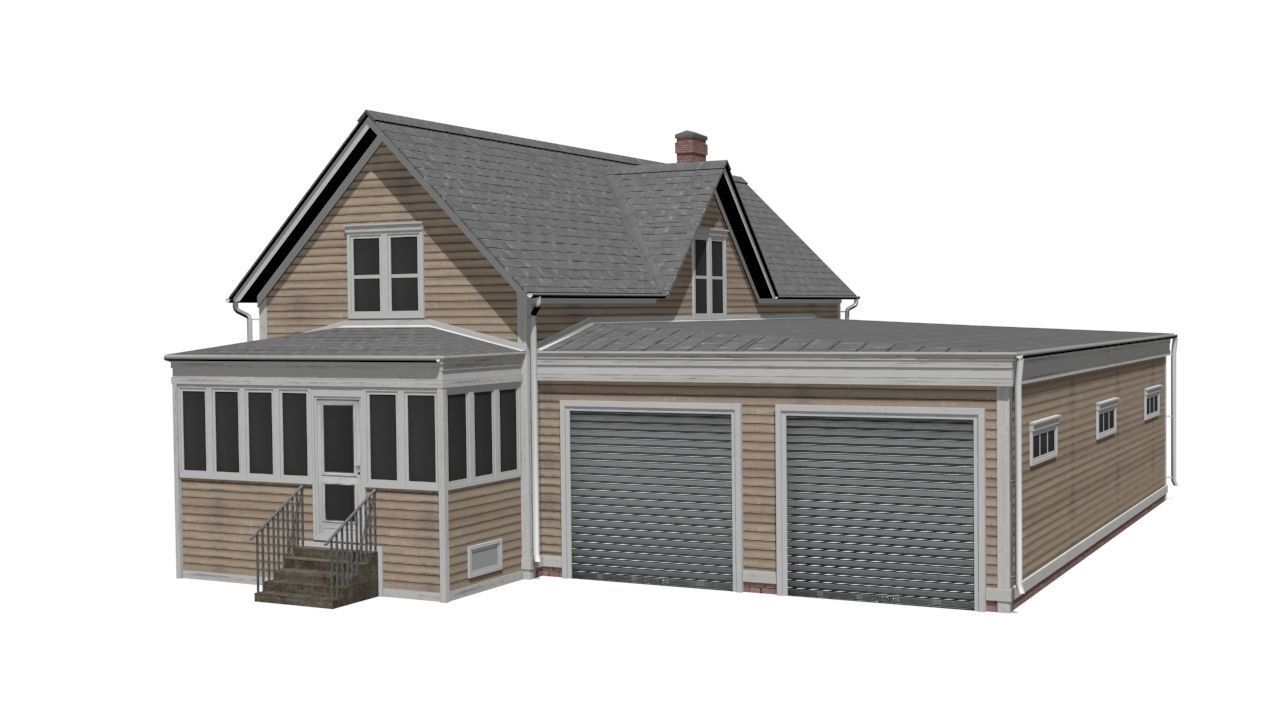 Wooden House Low-poly 3D model_1