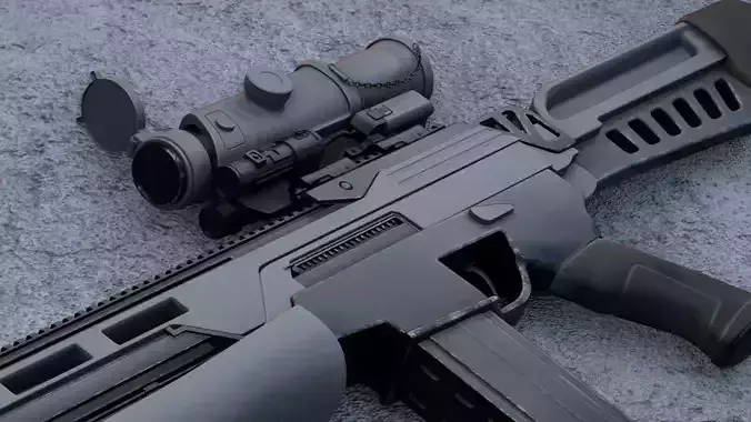 High poly model Machine Gun for subdivision ready 3D model