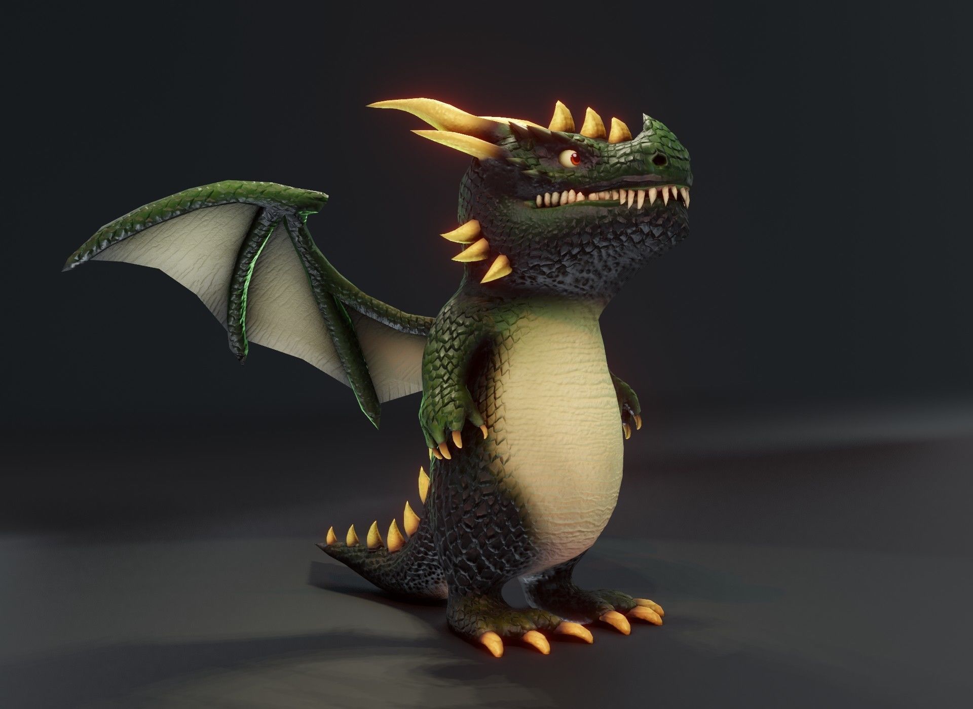 Cartoon Green Dragon 3D Model Low-poly 3D model_17
