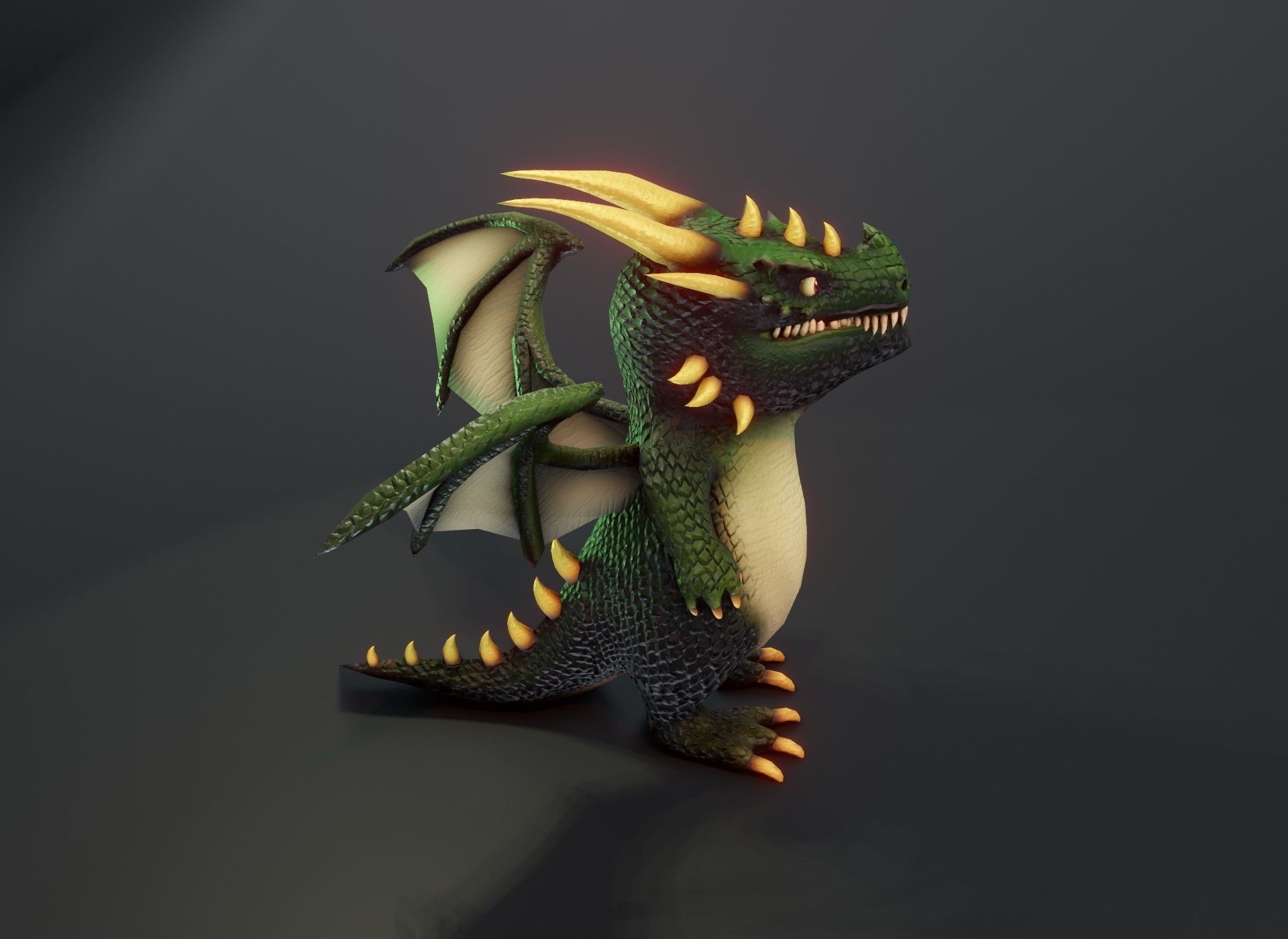 Cartoon Green Dragon 3D Model Low-poly 3D model_7