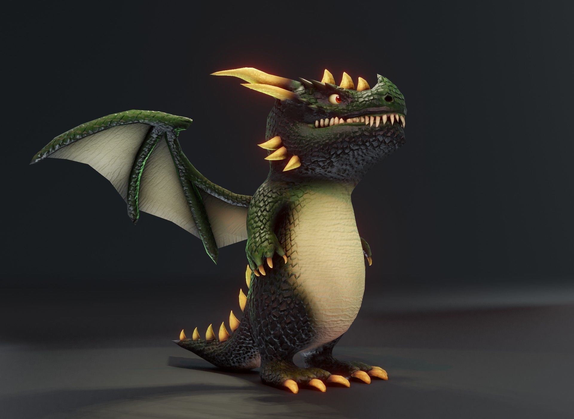 Cartoon Green Dragon 3D Model Low-poly 3D model_14