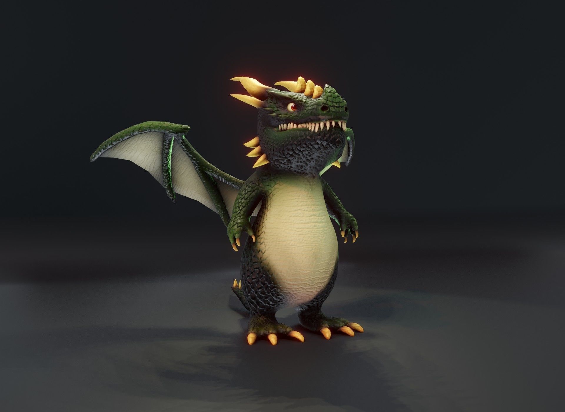 Cartoon Green Dragon 3D Model Low-poly 3D model_8