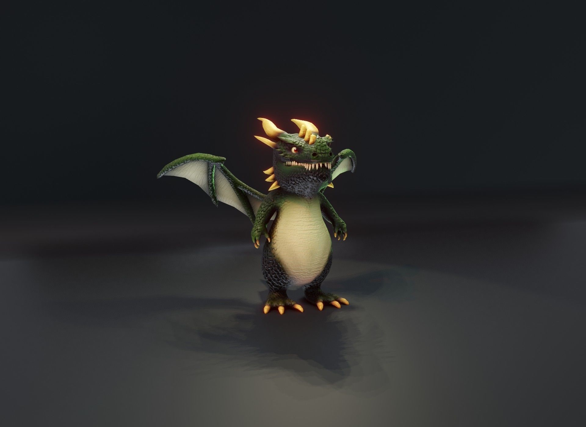 Cartoon Green Dragon 3D Model Low-poly 3D model_11