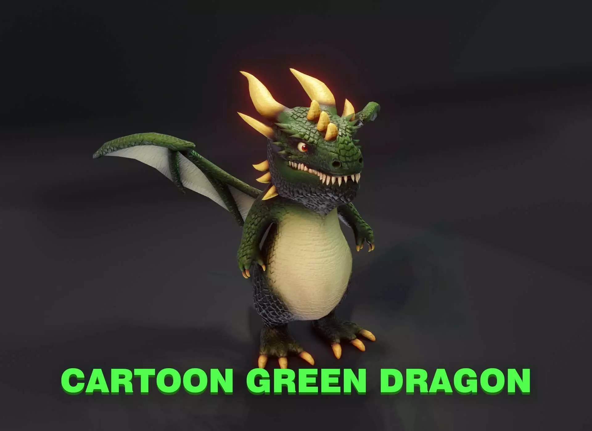 Cartoon Green Dragon 3D Model Low-poly 3D model_0